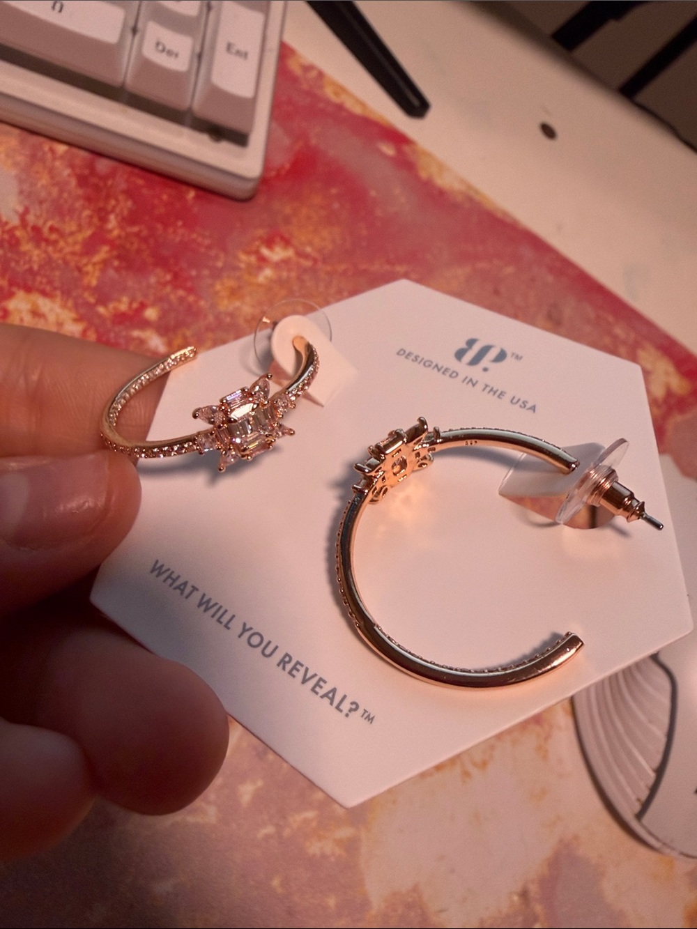 Bomb party rose gold earrings